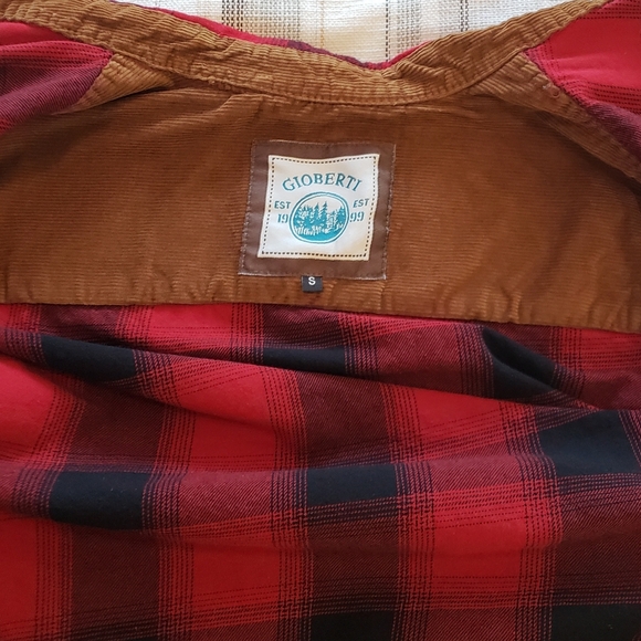 Plaid 100% Cotton Brushed Flannel Shirt with Corduroy Contrast Accents - Picture 5 of 8
